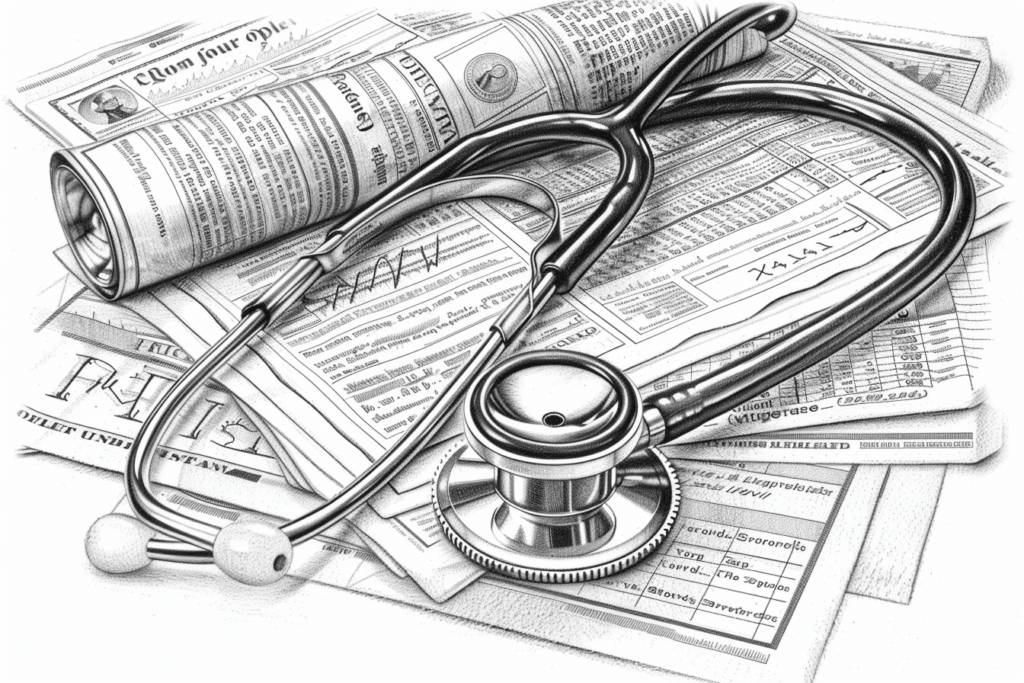 Stethoscope resting on financial paperwork and insurance documents illustrating how disability insurance underwriting decisions affect residents seeking coverage.