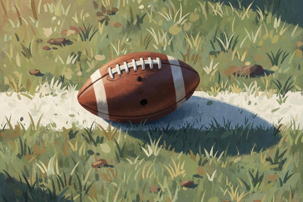 football resting on yard line painterly editorial illustration nfl athlete disability insurance career ending coverage income protection lloyd's of london individual athlete policy
